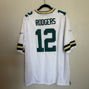 NFL White Green & Gold Aaron Rodgers #12 Men's Jersey